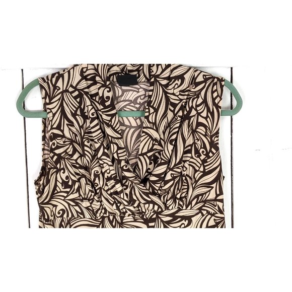 JKLA California brown beige leaf print slinky fitted sleeveless tank top - Picture 3 of 4